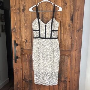 Express Lace Midi Dress in Black and Cream